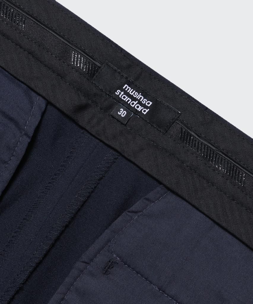 MUSINSA STANDARD Three-Puck Semi-Balloon Slacks [Navy]