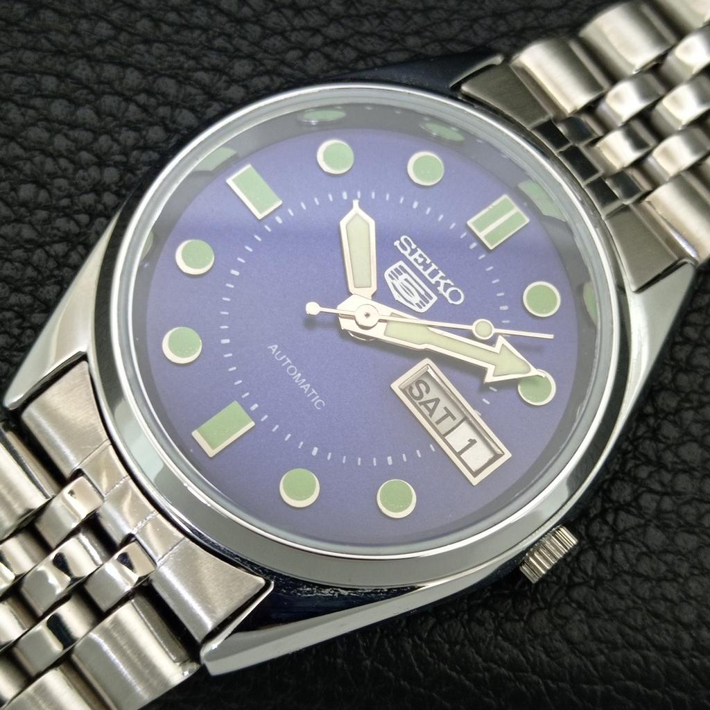 VINTAGE REFURBISHED SEIKO 5 AUTOMATIC 6309A JAPAN MENS BLUE DIAL WATCH a444247-1