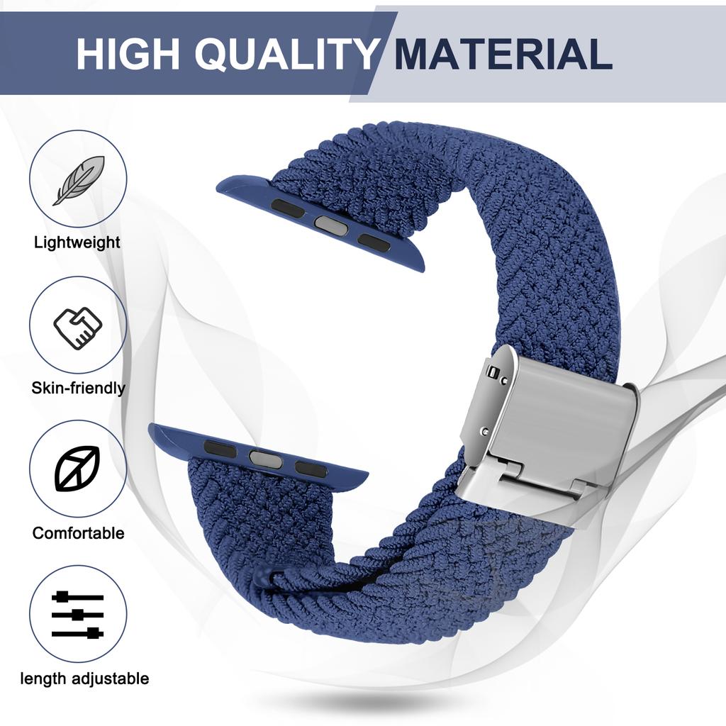 Adjustable Braided Watch Bands for Apple Watch Series Ultra 9 8 7 Folding Clasp Nylon Strap for IWatch 4 5 6 38 40 42 44 41 45 49mm Bracelet