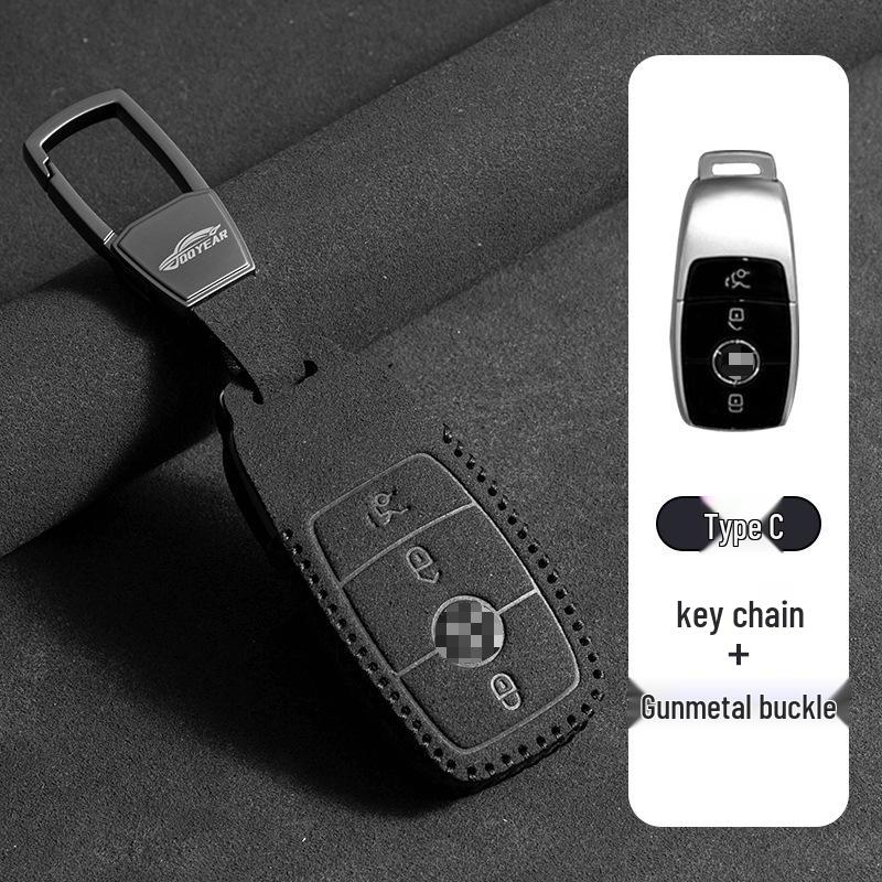 Mercedes-Benz E300L Key Cover: Suede Grade with Buckle for Men's C260LC200L GLC/GLB220