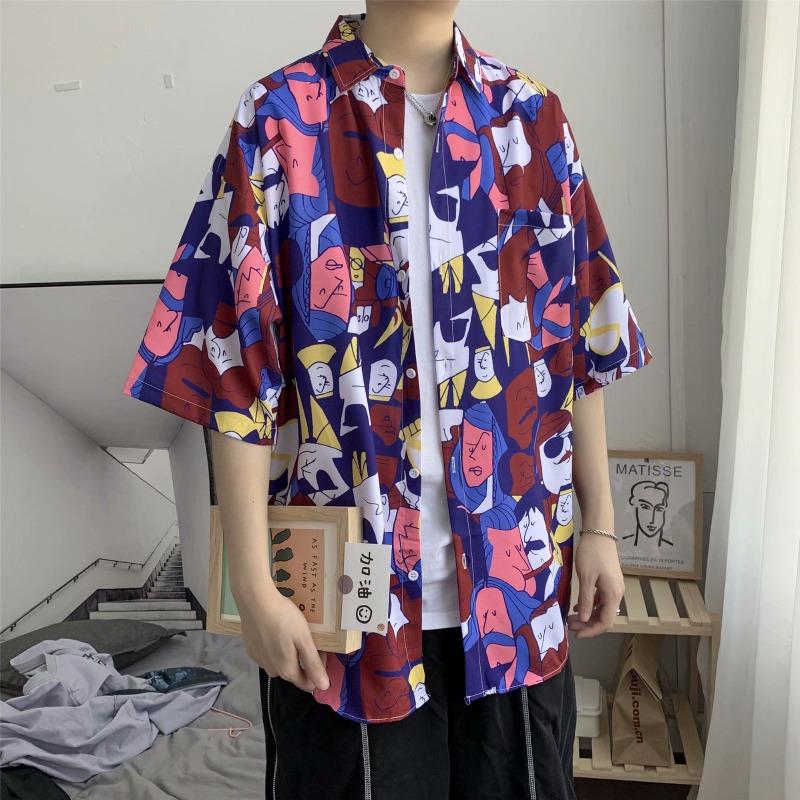 Hawaiian Men's Floral Shirt Harbor Style Retro Beach Beach Floral Couple Floral Shirt Short Sleeved Men