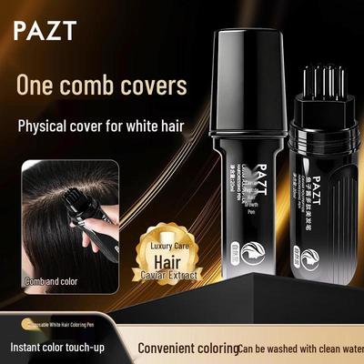 PAZT Caviar Hair Color Pen with Comb - Temporary Gray Hair Touch-up, Non-Fading.