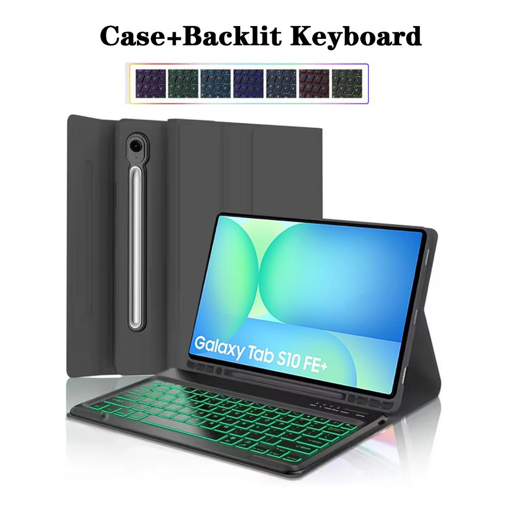 Étui pour Samsung Galaxy Tab S10 FE Plus 13,1 pouces, Housse avec Clavier Amovible pour Tablette Tab S10 FE+ 13,1 Pouces Funda Arabic