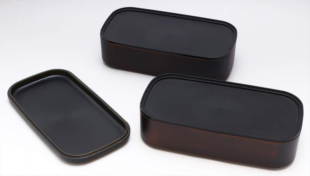 Yamanaka Lacquer Wood Grain Square Bento Tochigi Wood Men's Box, Grain, M16564-7