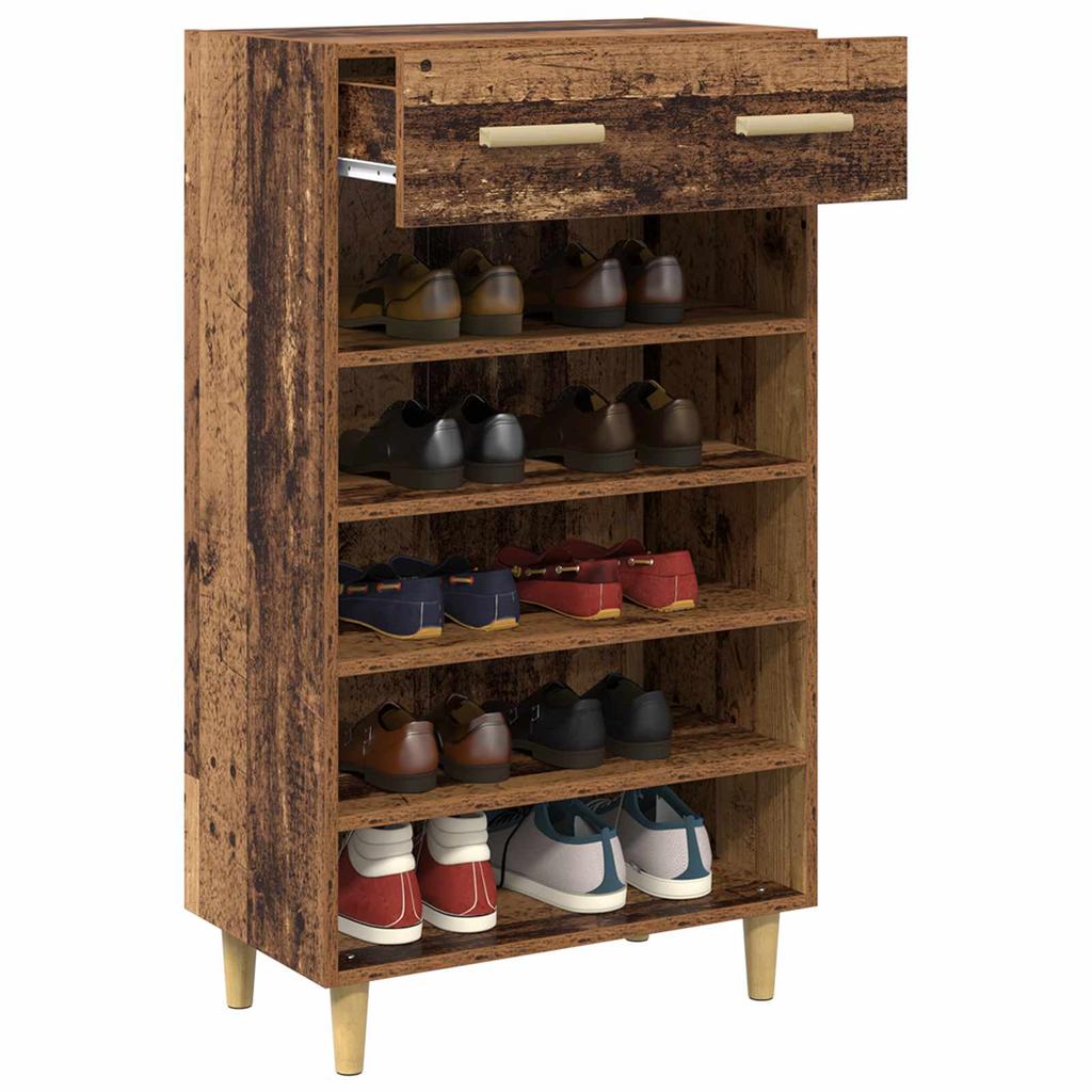 Shoe Cabinet with Shelf Rustic Wood Look 60 x 35 x 105 cm Engineered Wood