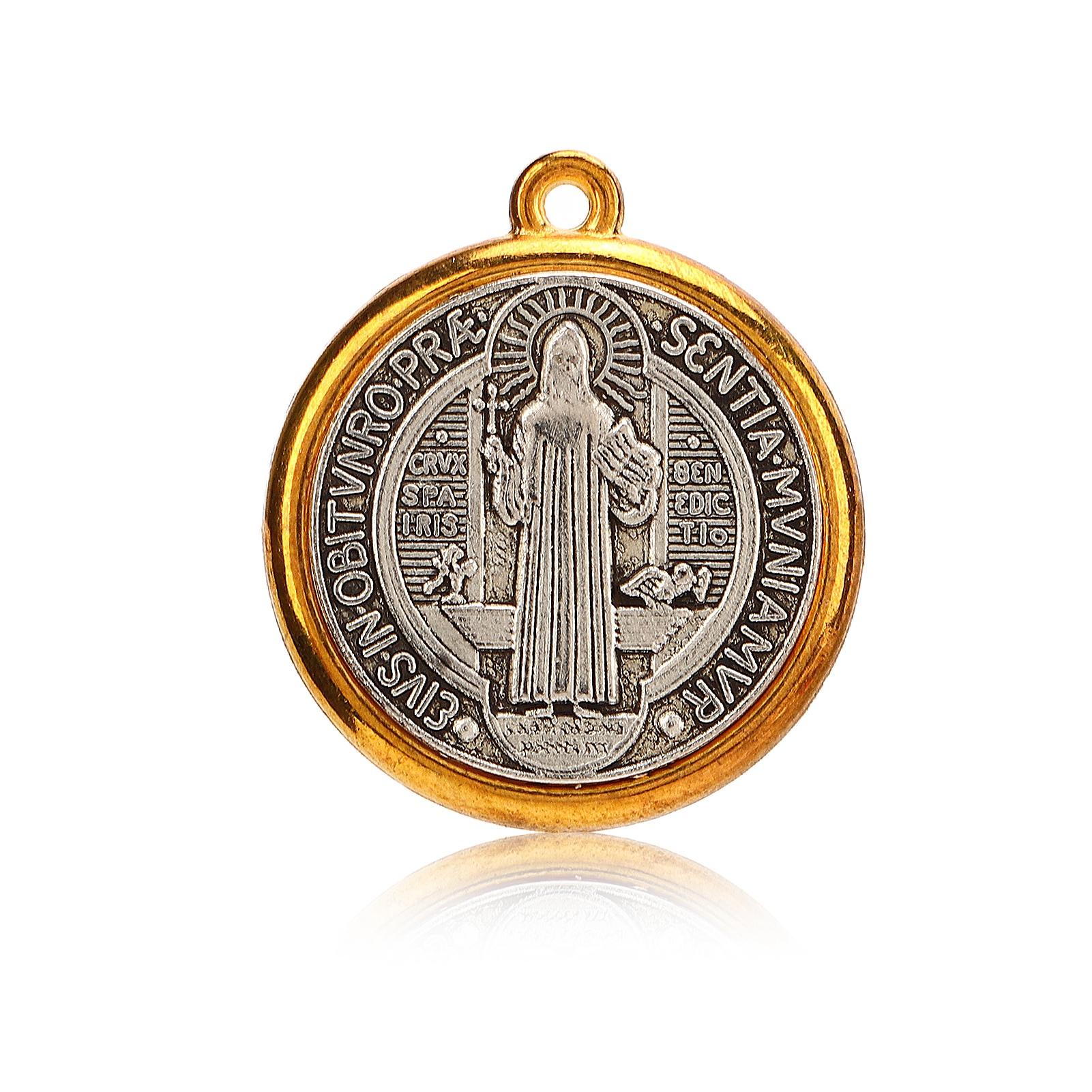 Igeteck Men's Saint Benedict Medal Rustproof Metal St. Benedict Medal Pendant S Boys Religious Gift Catholic