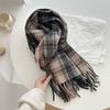 Scarf Women's New Winter Wave Plaid Tassel Thickened Shawl High End Atmosphere Versatile Warm and Cold Proof Scarf