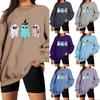 Women's Neck Long Sleeve Comfy Sweatshirt Casual Loose Fit Color Halloween Print Pullover