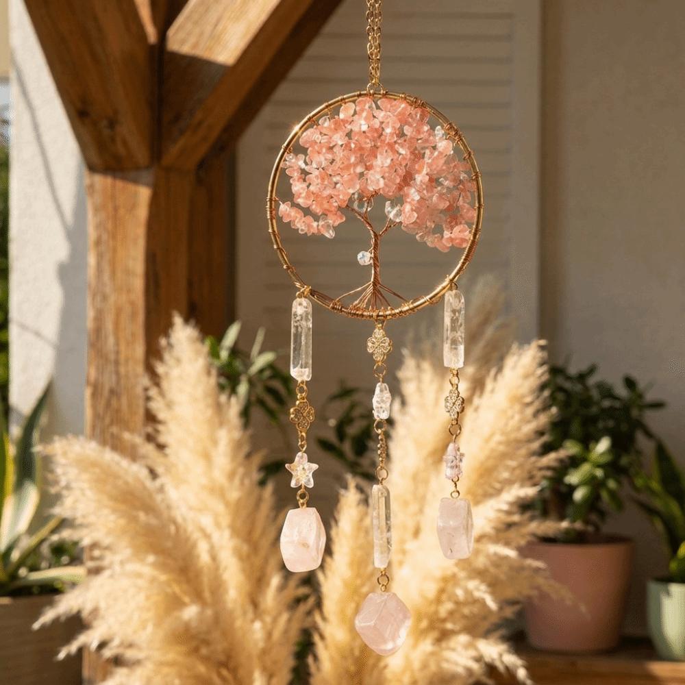 Crystal Stone Dream Catcher Boho Rainbow Dreamcatcher Lucky Crystal Suncatcher Window Decor