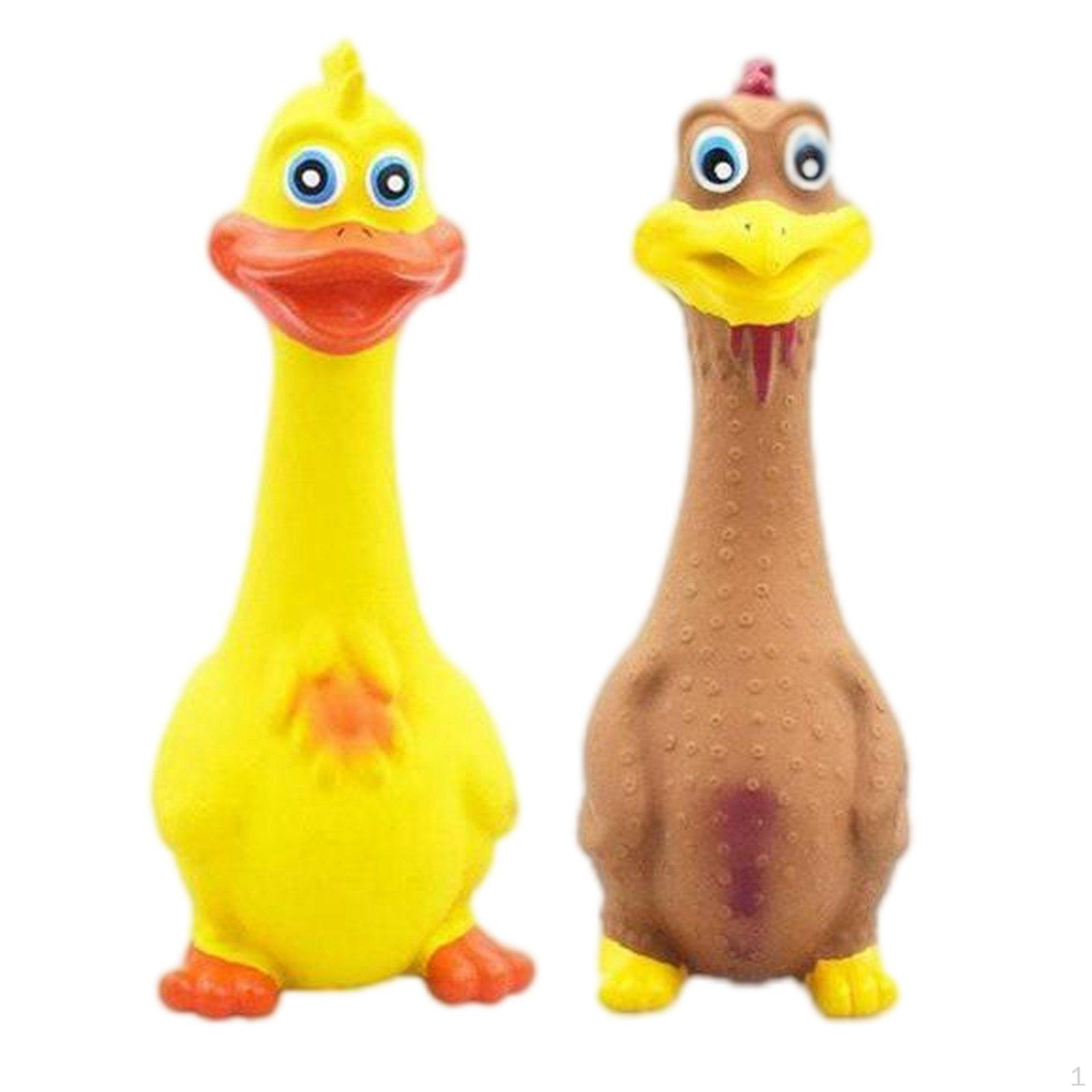 

2Pcs Chicken Toys Yellow and Brown Rubber Squeeze Squeaky Screaming or Kids