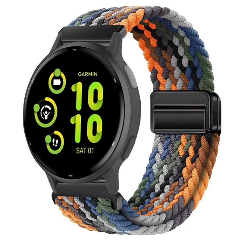 20/22mm Nylon Strap for Garmin Forerunner 55 165 970 570 965 955/Venu 4 45mm Magnetic Band Garmin Vivoactive 5 6/Vivomove Trend