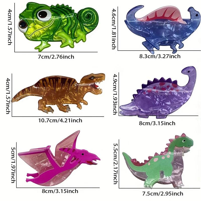 Colorful Dinosaur Hair Claw Funny Chameleon Crab Hair Clip Cute Acetate Claw Clips Hair Accessories For Women Girls