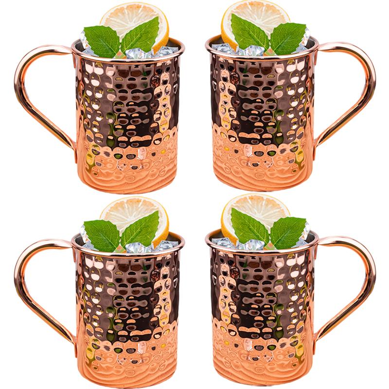 3 Stück Cocktail-Weinglas Moscow Mule Becher Edelstahl Gehämmert Kupferplattiert Bierbecher Kaffee Barwerkzeuge Trinkgeschirr für Ramadan