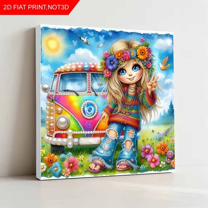 Lovely Girl Full 5D DIY Pearl Gem Art Diamond Painting Kits for Adults/Beginners Gift Idea Home Decor 11.81x11.81in