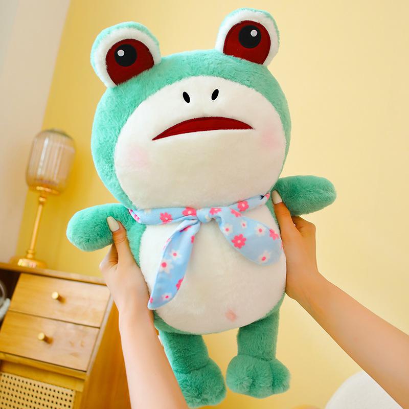 Frog Doll Plush Toy Cute Cute Toad Doll Sleeping on The Bed and Birthday Gift