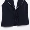 Spring 2025 Women's Slim Halter Neck Top with Bow-Knot Detail