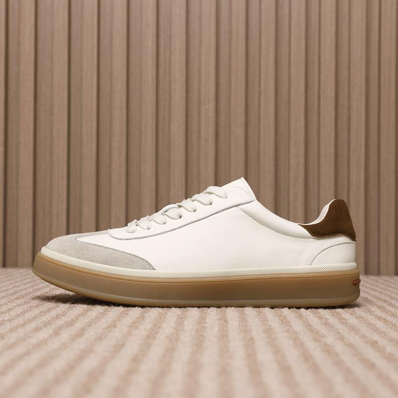 European Trendy Brand Spring And Summer Breathable Men'S White Shoes, The Star Has The Same Versatile Casual Sports Board Shoes, Genuine Leather Shoes