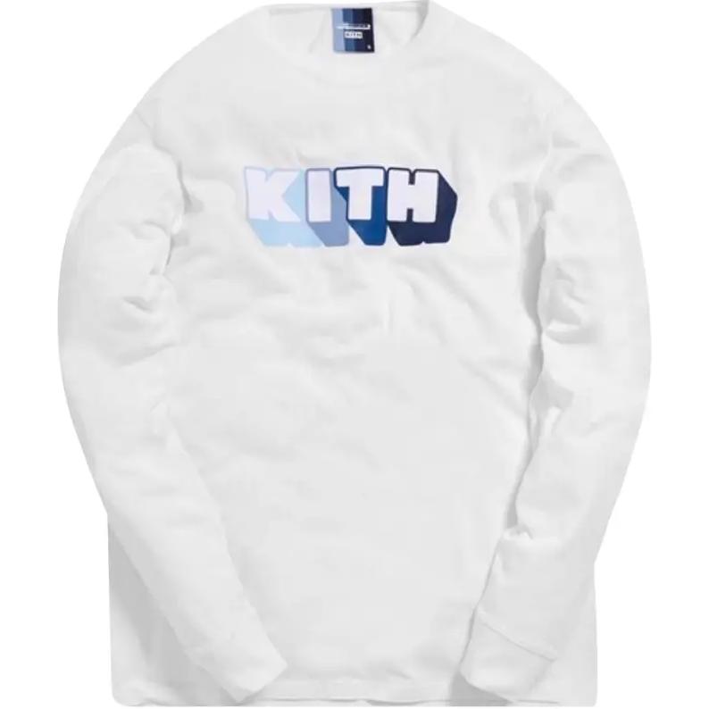Kith x Bearbrick Logo Long-Sleeve T-Shirt White Unisex Tops KH3577-101