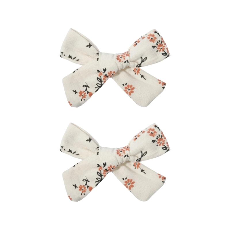 

2PCS Lovely Fabric Bowknot Hair Clip For Children AntiSlip Design Gentle On Hair Barrettes Side Clip for Women Girl