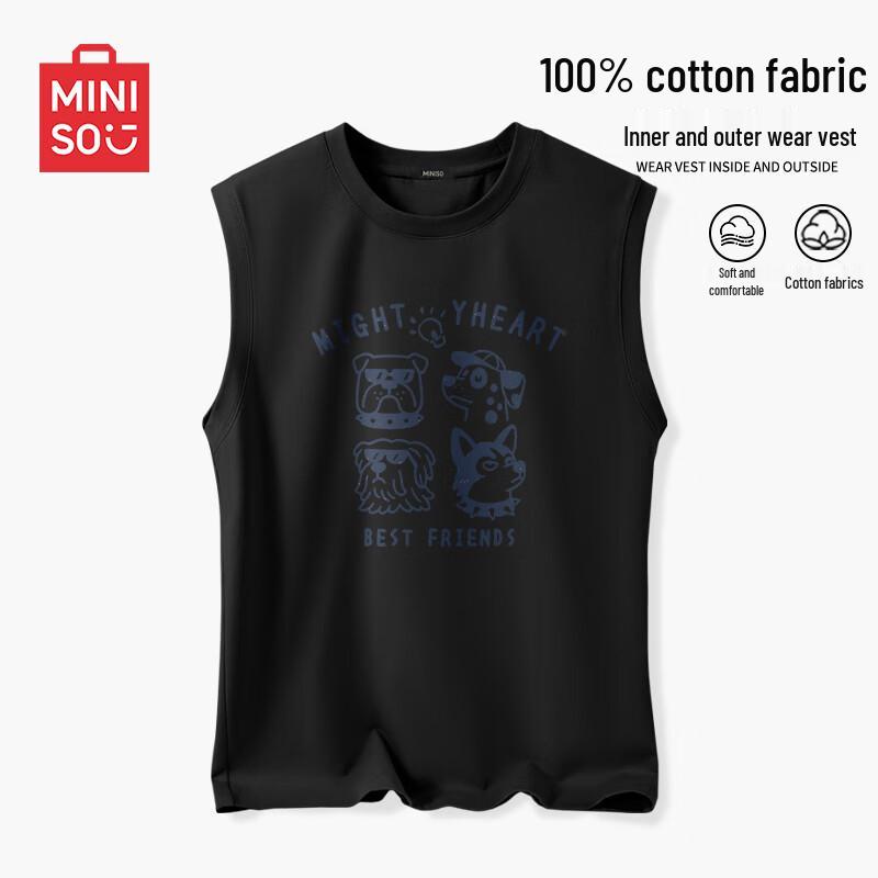 MINISO Мужская ретро американская хлопковая майка без рукавов L