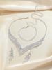 Fashionable Wedding Engagement Gift Bridal Four-Piece Alloy Rhinestone Necklace Earrings Bracelet Ring Set