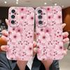 S26 Ultra Case Luxury Full Screen Peach Blossoms Leather Texture Soft Silicone Cover For Samsung Galaxy S25 Edge S24 Ultra S23 S22 Plus S21 FE