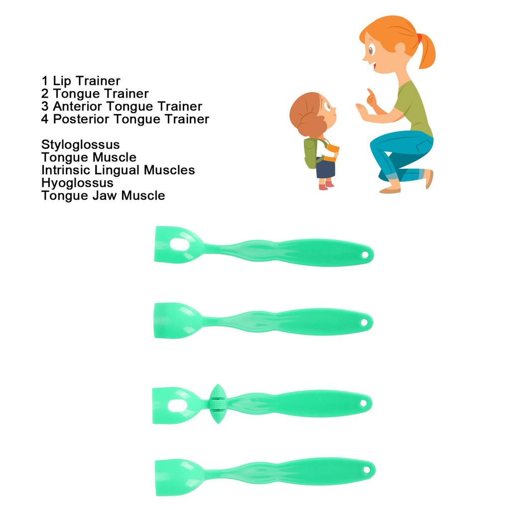 4 szt. Trener mięśnia języka Popraw elastyczność Lateralizacja Podnoszenie Narzędzie do treningu mięśni jamy ustnej na dyzartrię z pudełkiem do przechowywania
