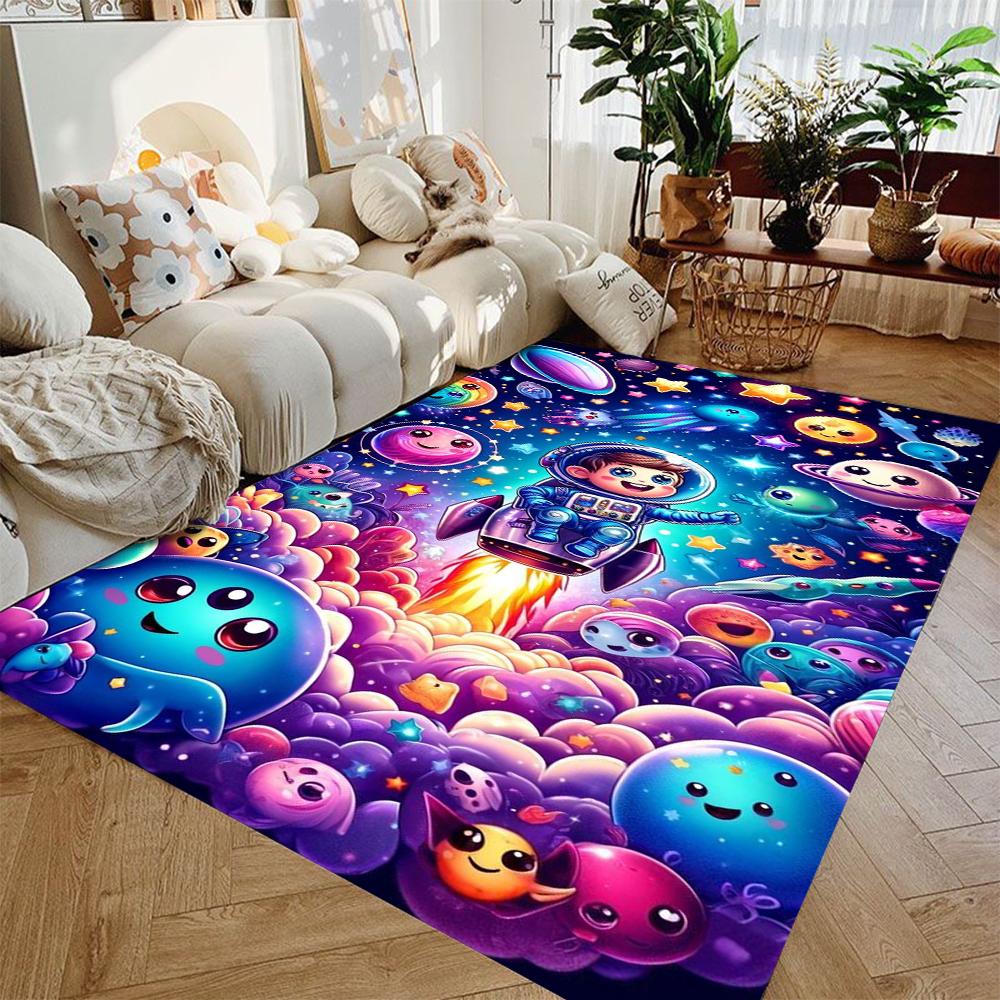 

Kids Space Adventure Carpet Colorful Universe Galaxy Design Playmat for Nursery Bedroom Living Room Floor Decoration Soft Safe 50X80CM