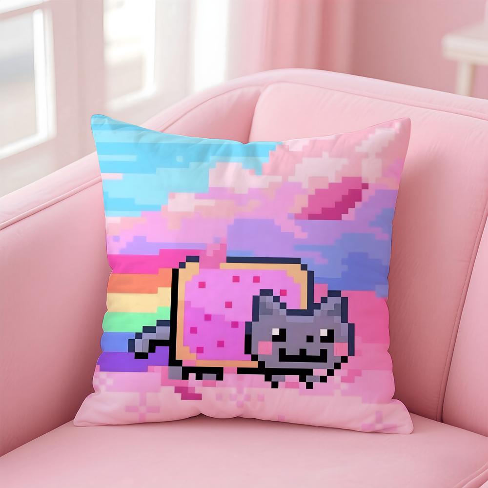 Nyan Cat Cushion Cover Home & Car Multi-Scene Pillow Cover - Reversible, Soft & Durable for Daily Use