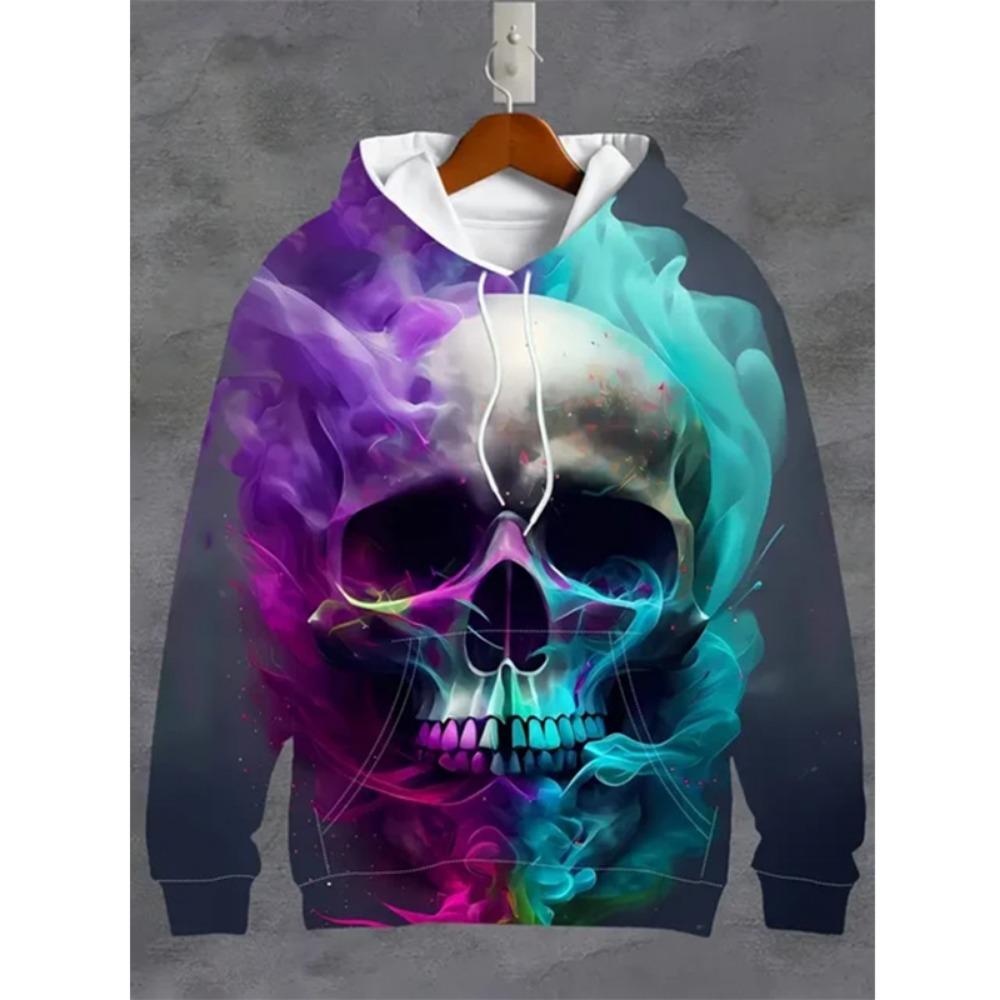 Vintage Herren- und Damen-Sweatshirt 3D Totenkopf Grafikdruck Lässiger Hoodie Herbst Übergroße Kleidung Harajuku Langarm Kinder Pullover