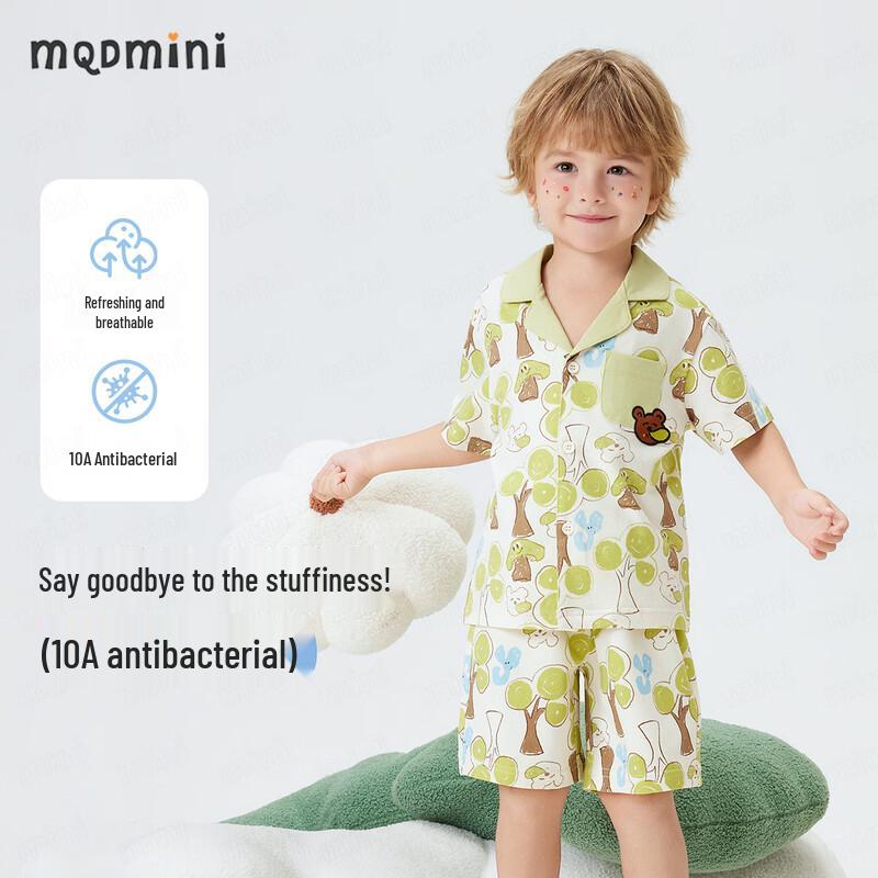 MQDMINI Boys  Forest Bear Summer Outfit Set 90cm
