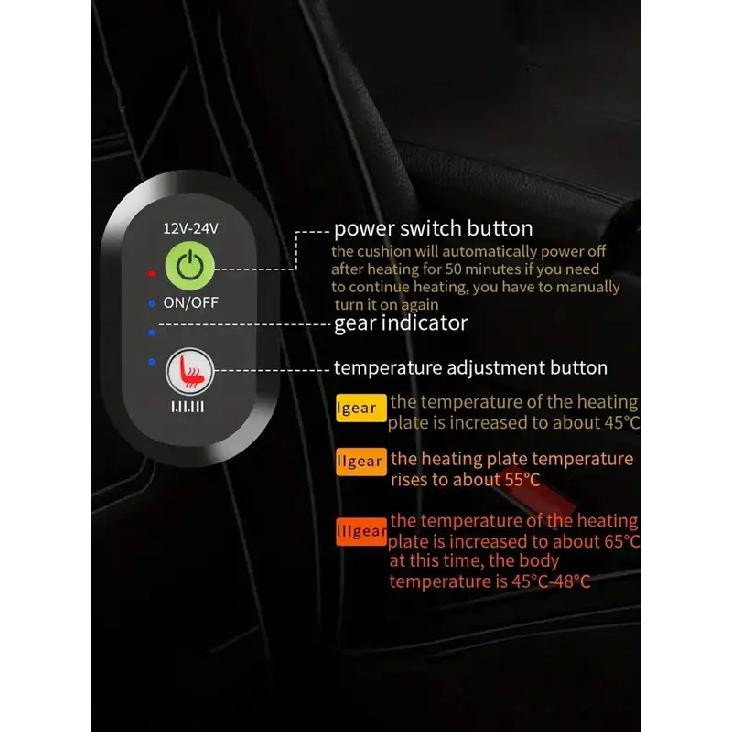 Universal Car Heated Seat Cushion 12V 24V Winter Warm Carriage Heating Blanket - Vehicle Seat Warmer Pad for All Seasons