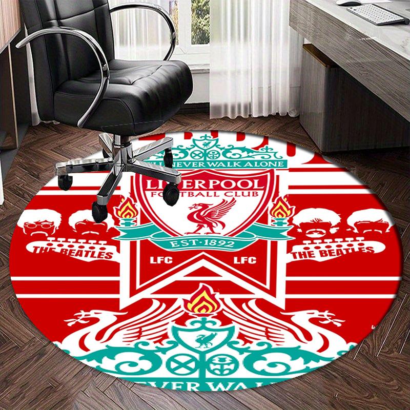 Alfombra Redonda Estampada del Liverpool Football Club Alfombra para Silla Alfombra de Área Felpudos para Entrada, para Silla de Oficina Sala de Estar Dormitorio Cocina.