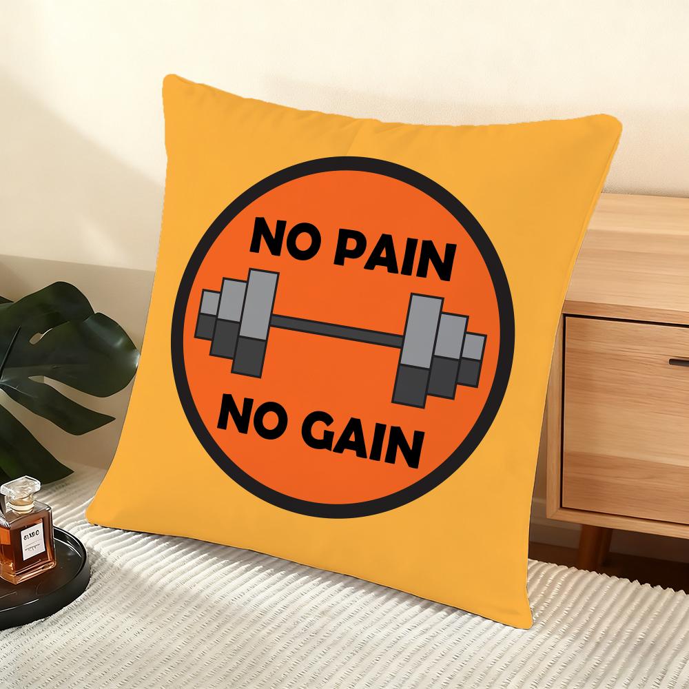 No Pain No Gain Cushion Cover Soft Short Plush Pillow Cover Smooth Cozy Texture Aesthetic Cushion Case Home Decor