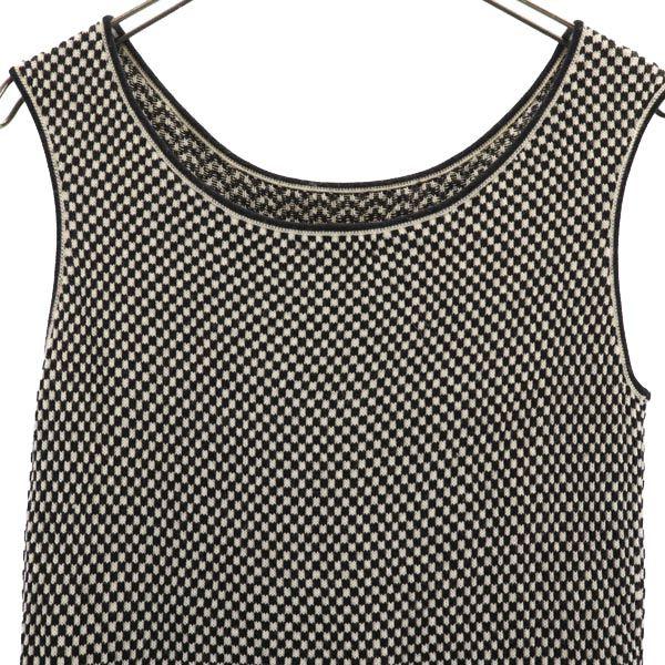 Anteprima Block Check Pattern No Sleeve Knit One Piece 42 White X Black Women Used