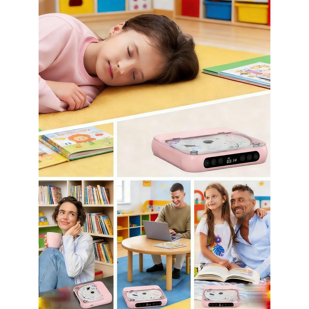 Port le CD Player with Dual Stereo Speakers 5.3 Re le Headphones LCD for Home Car Outdoor Support CD USB Input Playback