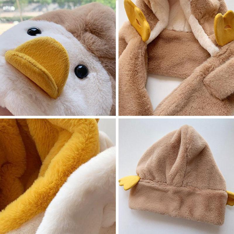 Cute Penguin Baby One Piece Scarf Hat Children Warm Headgear Bonnet Kids Plush Ear Protection Cap