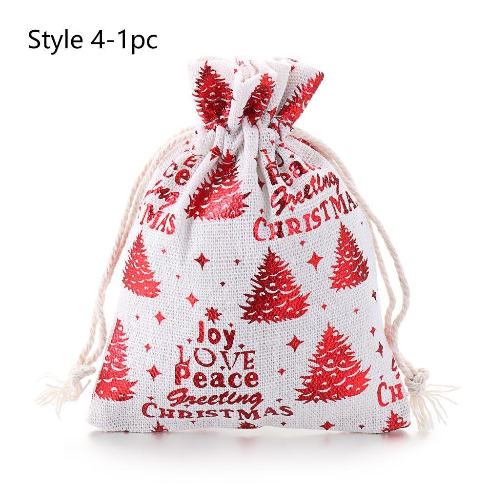Decor Sack Snowman Elk Food Storage Merry Christmas Jute Gift Bags Candy Organizer Drawstring Pouch