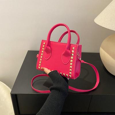 Trendy Texture Rivet Portable Small Square Bag, Fashionable and Artistic Women's One Shoulder Crossbody Bag