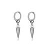 2pcs/set Black Or Silvery Unisex Punk Stainless Steel Cross Cone Feather Chain Pendant Hoop Earrings Ear Stud Jewelry Set