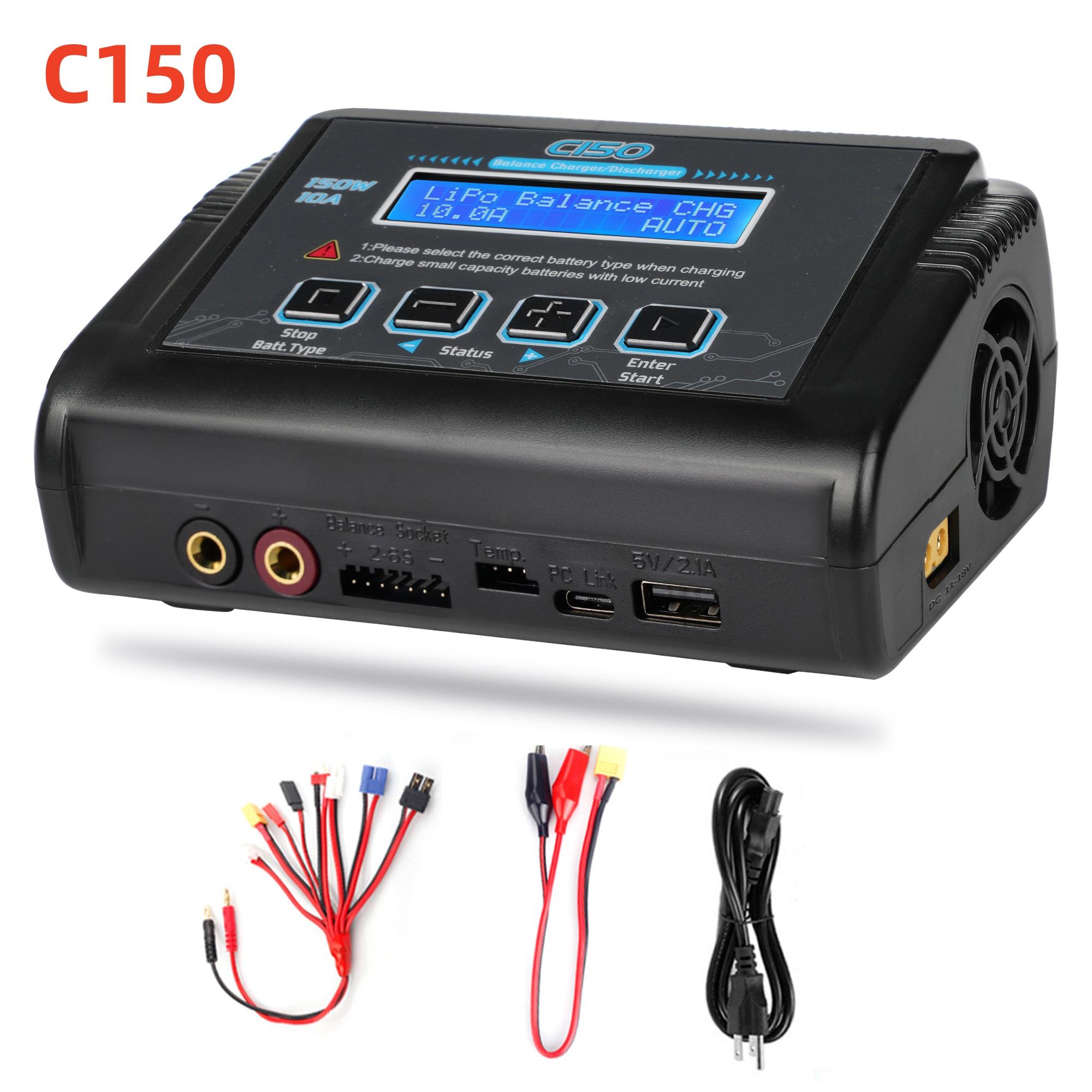 

Зарядний пристрій C150 AC DC 150W 10A Розрядний пристрій для LiPo LiHV LiFe Lilon NiCd NiMh Pb акумуляторів LiPo зарядний пристрій балансувальний зарядний пристрій UK Plug чорний