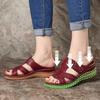 Beställ en storlek upp, sommar Kvinnor Premium Ortopediska Sandaler med öppen tå Kvinnliga Tofflor Spänne Rem Vintage Anti-halk Andas Tofflor Plus Size Sandaler