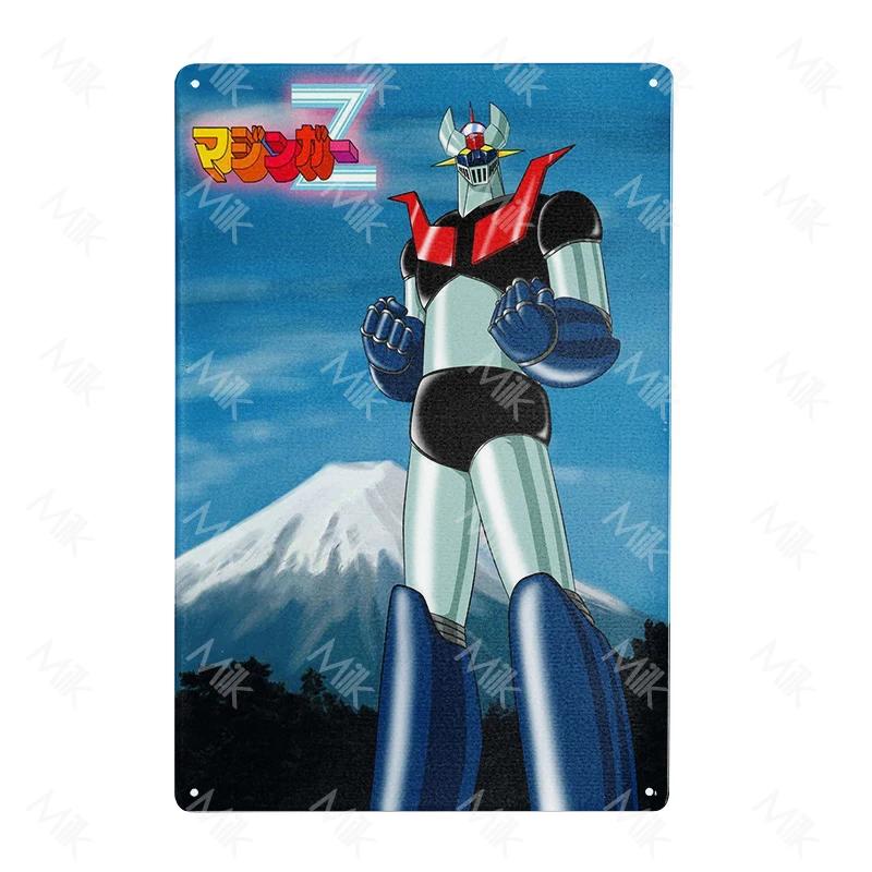 Anime Goldrake Goldorak Mazinger Z Metal Tin Sign Rectangle UFO Robot Grendizer Signs Plaque Bar Cafe Bedroom Wall Art Decor
