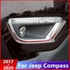 For Jeep Compass 2017 2018   ABS Chrome Front Tail Bumper Fog Light Lamp Cover Trim Garnish Molding Accessories