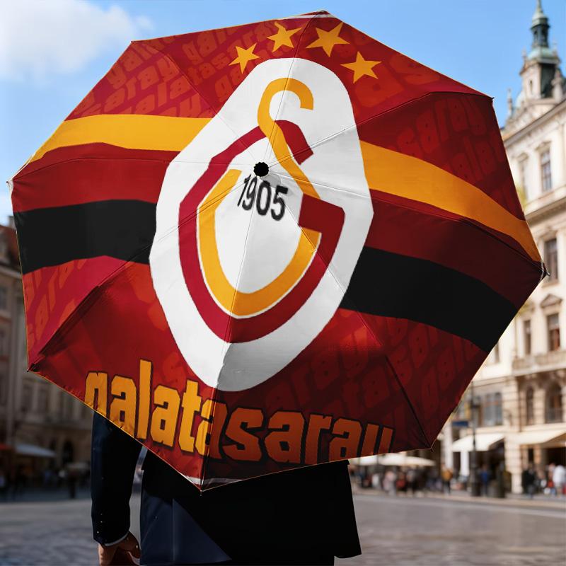 Galatasaray Football Club Automatic Folding Umbrella - 8-Rib Travel Umbrella with Auto Open/Close & Portable Gifts for holidays or birthdays