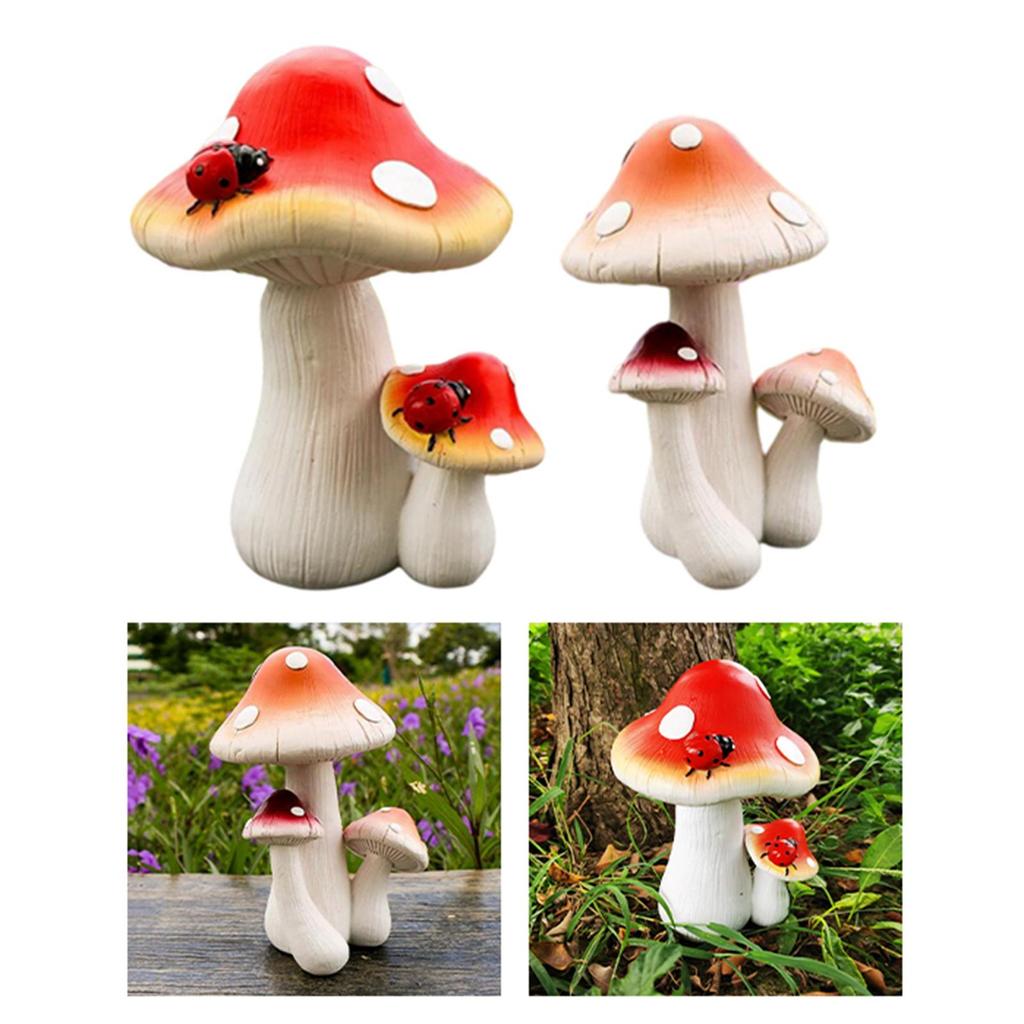 Simulation Garden Mushroom Statue Mushroom Figurines for Home Shelf Lawn