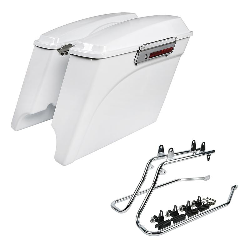 Motorcycle 5" Extended Stretched Hard SaddleBags Conversion Brackets For Harley Softail Fatboy 1984-2017