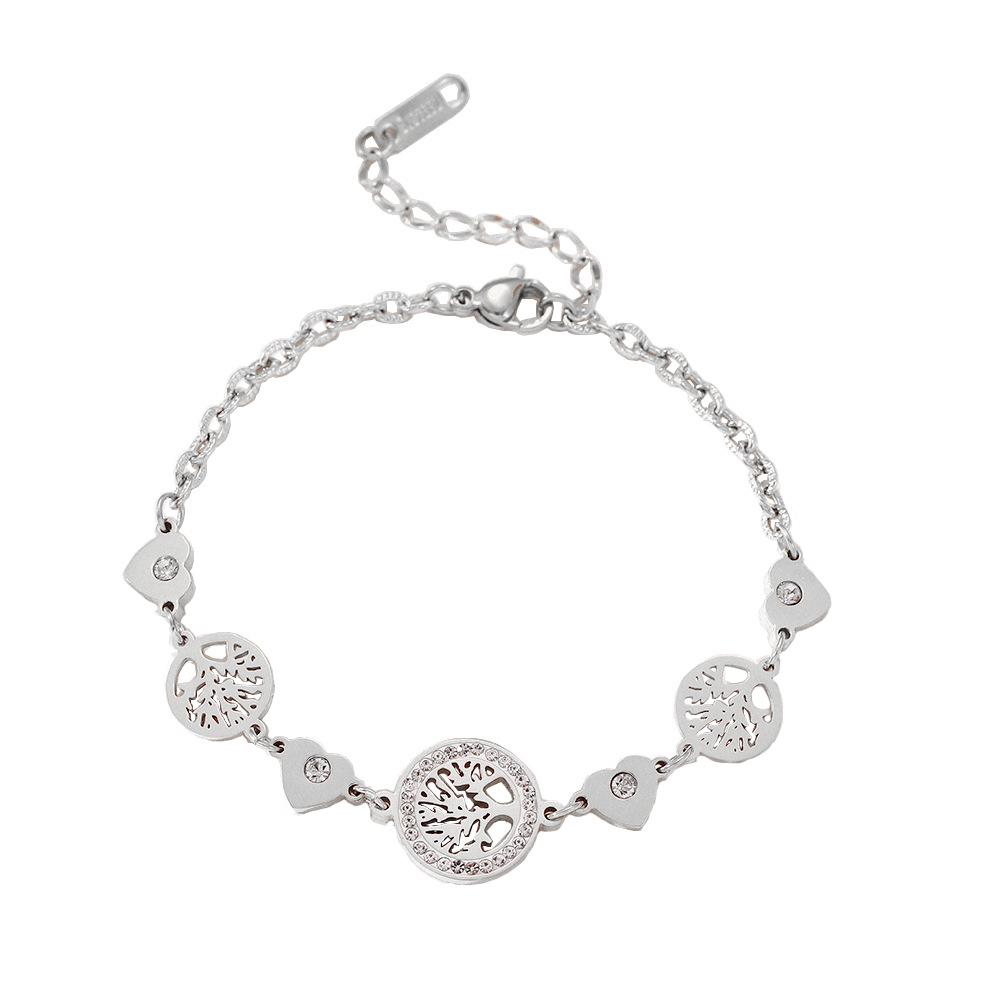 18k Gold-Plated Heart Clasp Bead Bracelet with Lock - Non-Fading, Personalized Titanium Steel