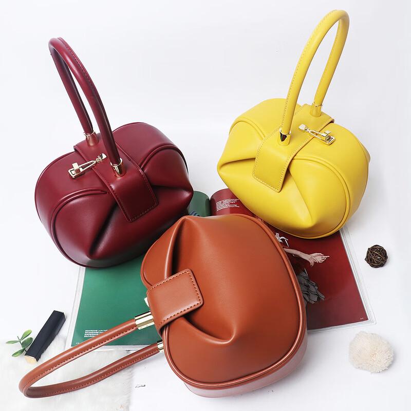 REWELL Women's Genuine Leather Dumpling Wonton Handbag
