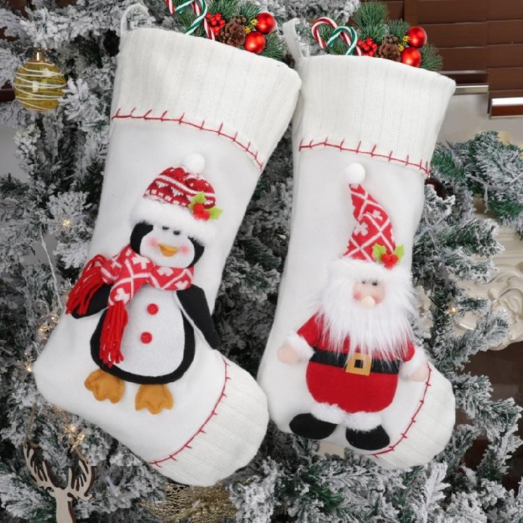 Christmas Stocking for Fireplaces Decoration Stylish Hanging Gifts Bag Santa/Snowman/Elk/Penguins Party Supplies